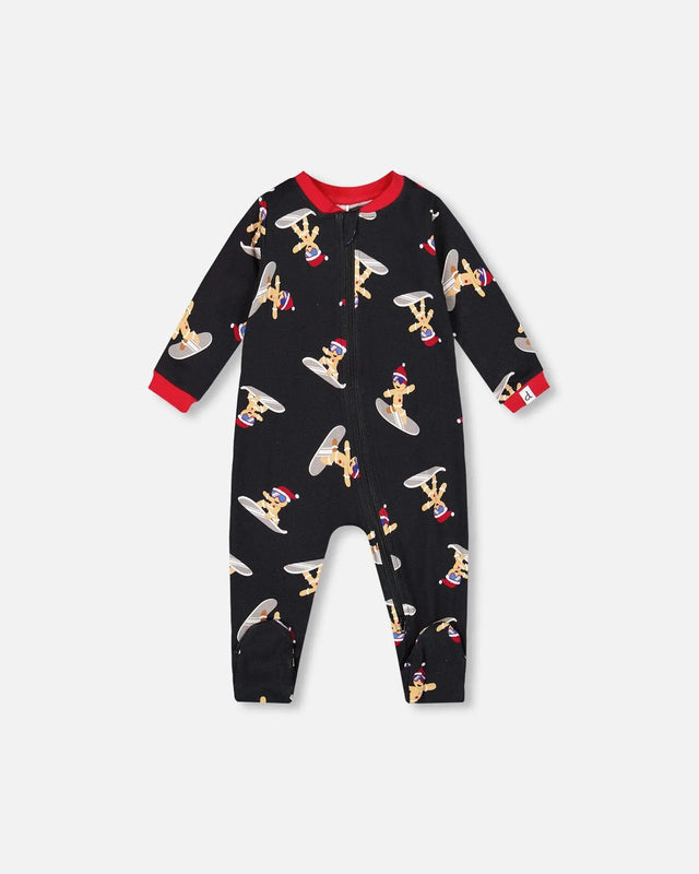 One-Piece Organic Cotton Pajama Black Cookie Print | Deux par Deux | Jenni Kidz