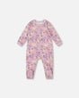 One-Piece Organic Cotton Pajama Lilac Cat Print | Deux par Deux | Jenni Kidz
