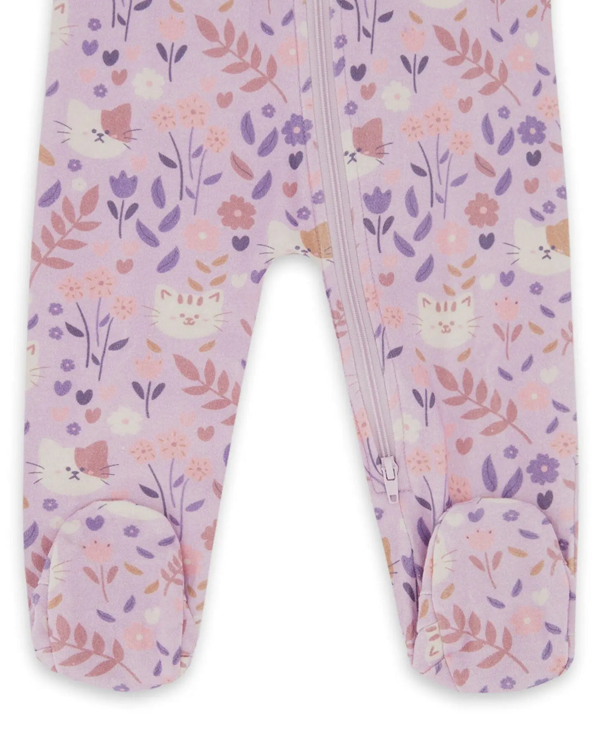 One-Piece Organic Cotton Pajama Lilac Cat Print | Deux par Deux | Jenni Kidz