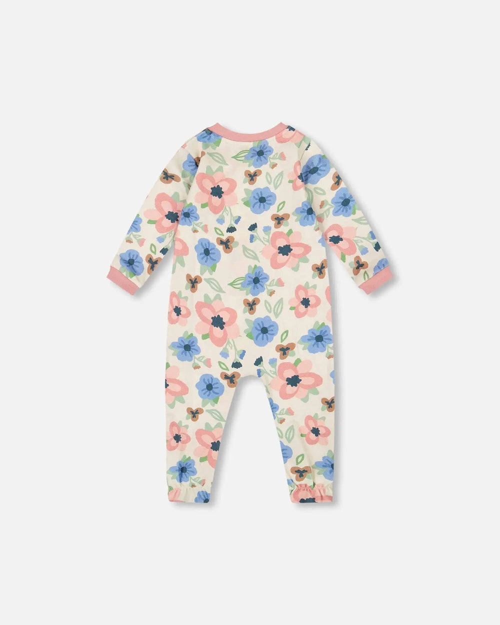 One-Piece Organic Cotton Pajama Off-White Flower Print | Deux par Deux | Jenni Kidz