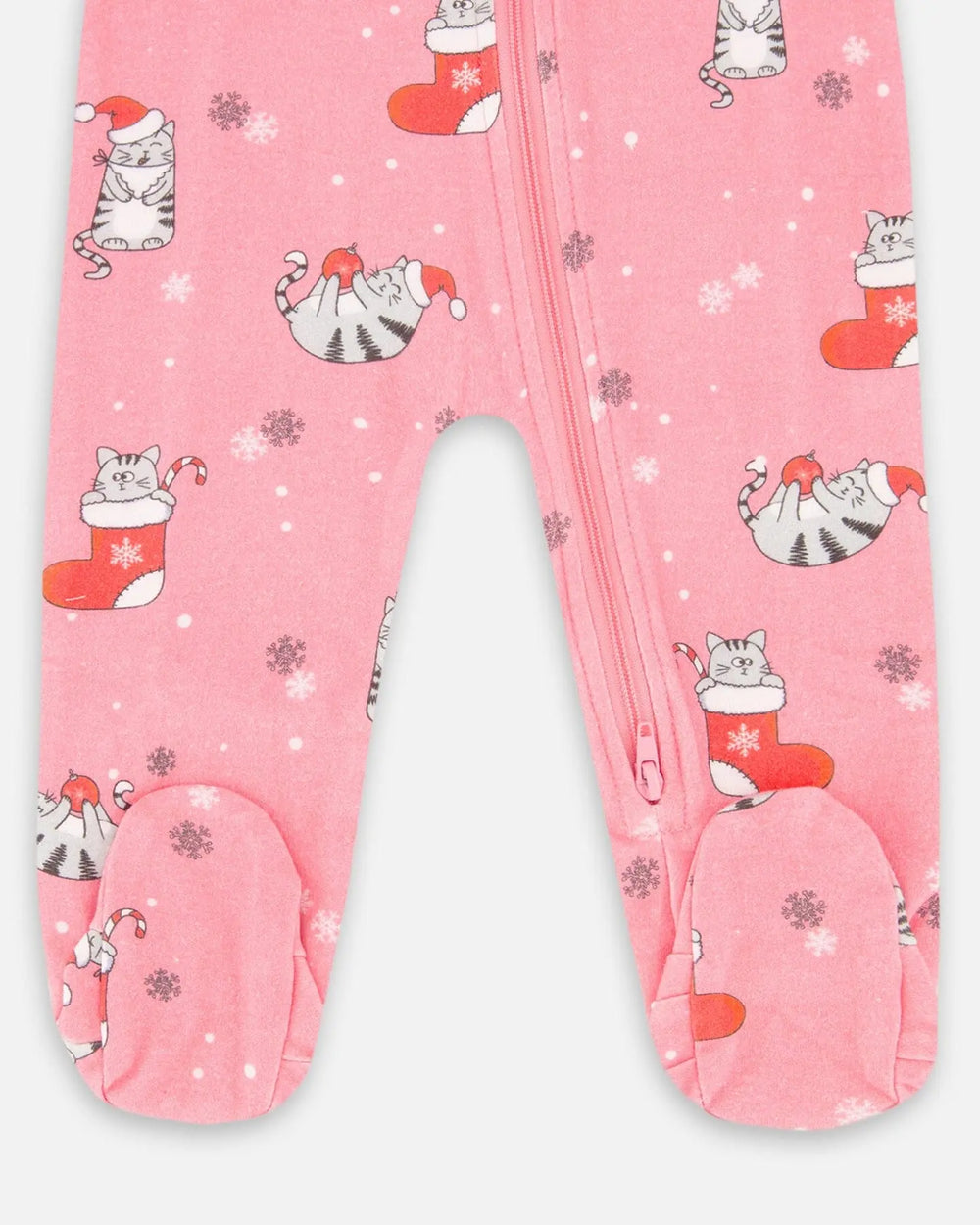 One-Piece Organic Cotton Pajama Pink Cat Print | Deux par Deux | Jenni Kidz