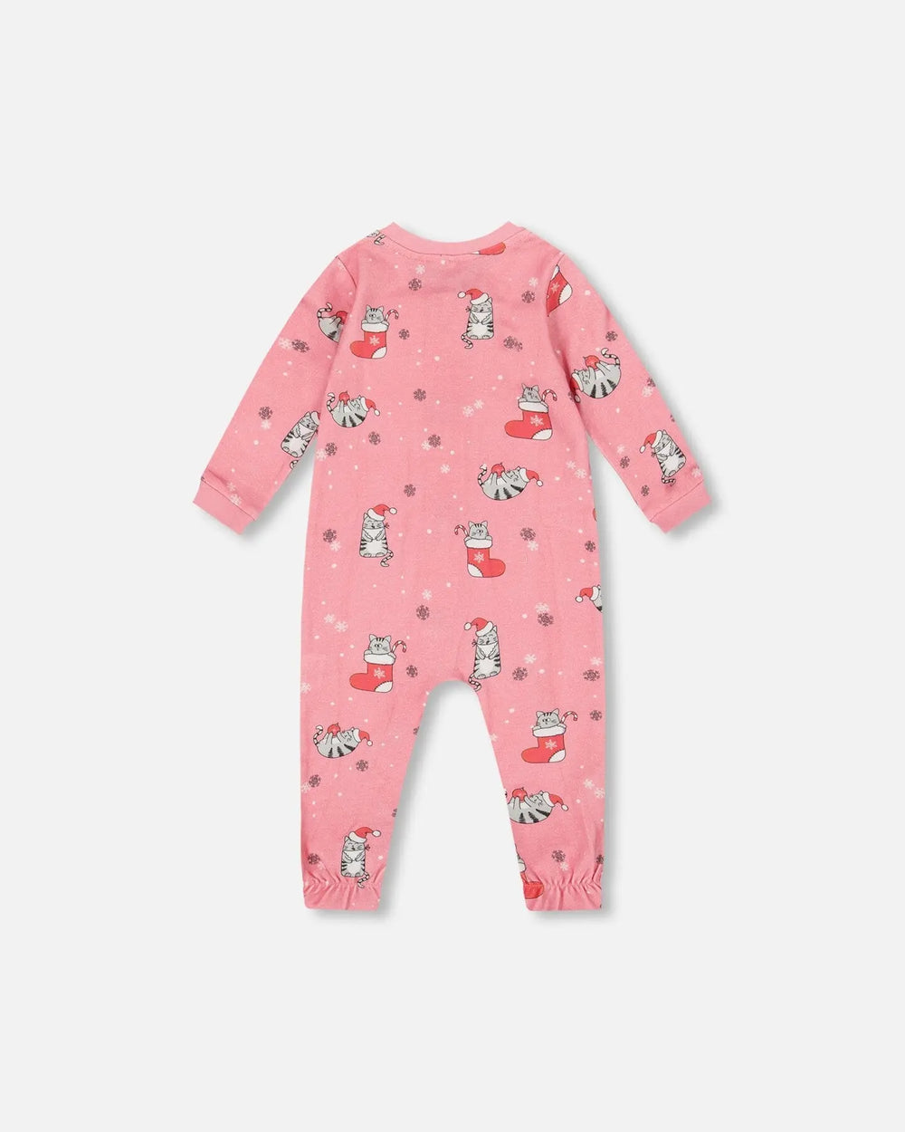 One-Piece Organic Cotton Pajama Pink Cat Print | Deux par Deux | Jenni Kidz