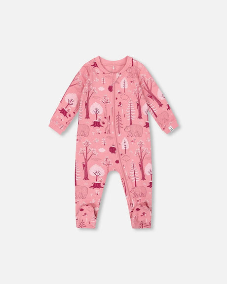 One-Piece Organic Cotton Pajama Pink Forest | Deux par Deux | Jenni Kidz