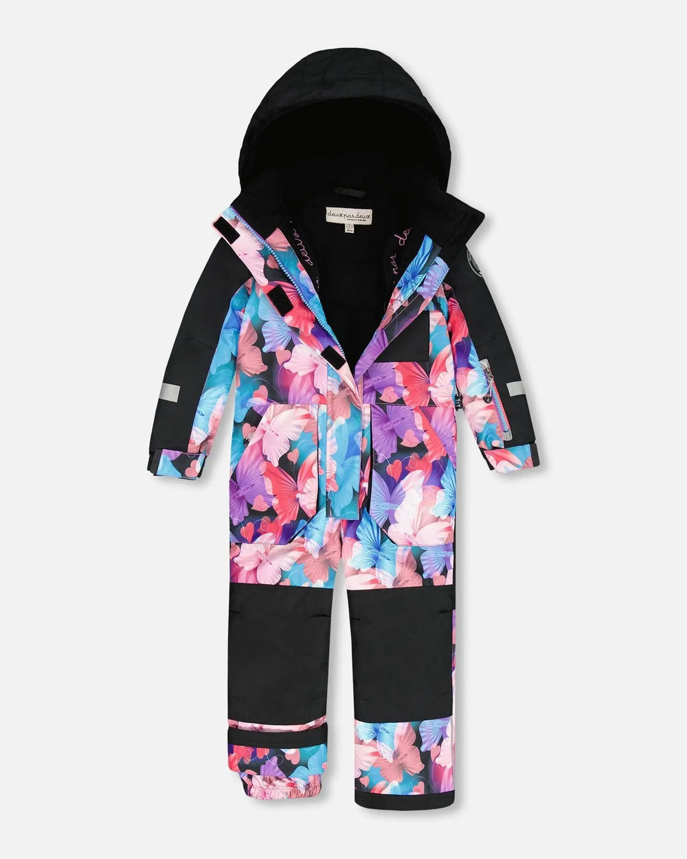 One-Piece Play Snowsuit Black Butterfly Print | Deux par Deux | Jenni Kidz