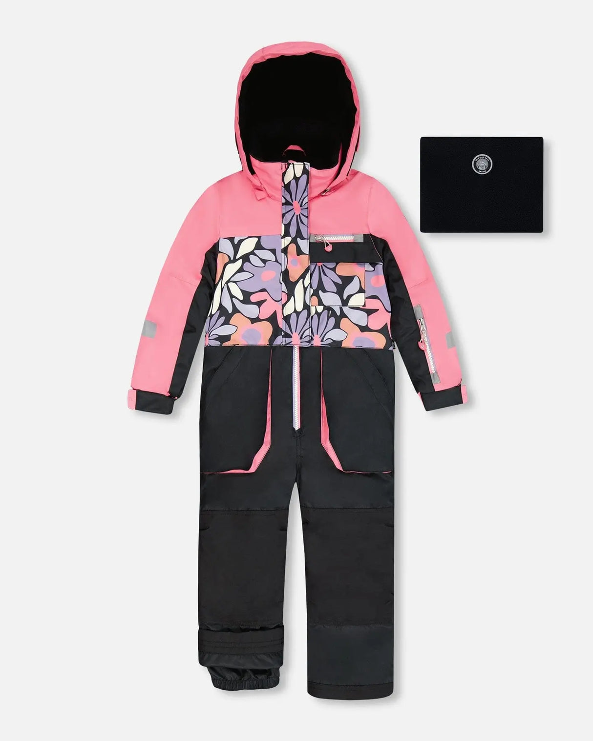 One-Piece Play Snowsuit Black Retro Flower Print | Deux par Deux | Jenni Kidz