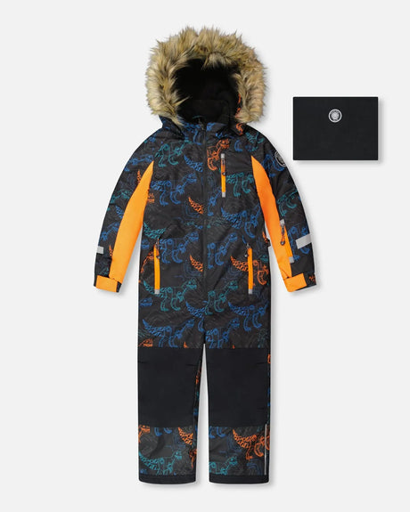 One-Piece Play Snowsuit Robot Dinosaur Print | Deux par Deux | Jenni Kidz