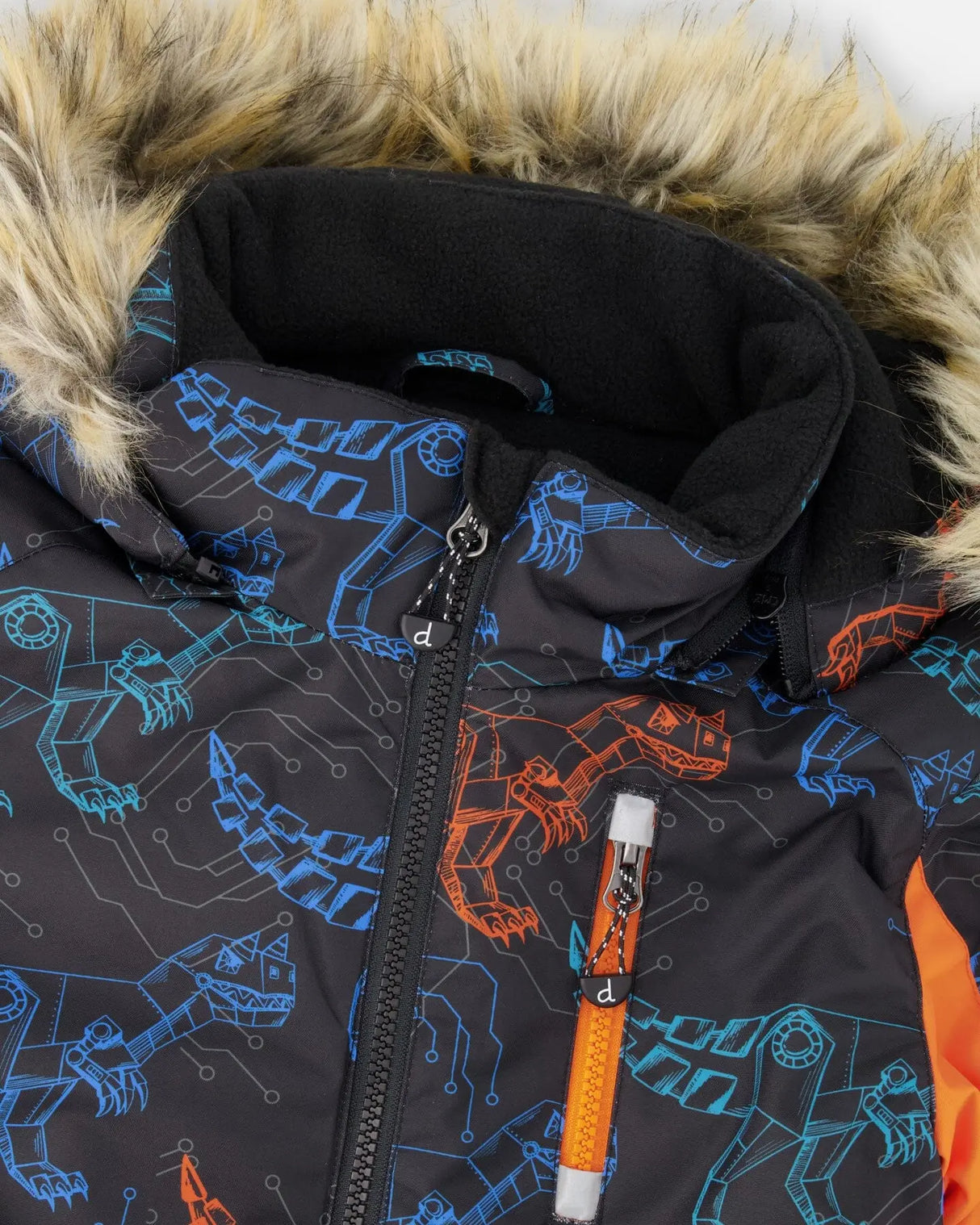 One-Piece Play Snowsuit Robot Dinosaur Print | Deux par Deux | Jenni Kidz