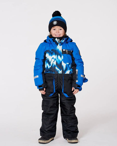 One-Piece Play Snowsuit With Print And Colorblocking Black | Deux par Deux | Jenni Kidz