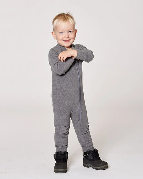 One-Piece Thermal Underwear Dark Heather Gray | Deux par Deux | Jenni Kidz
