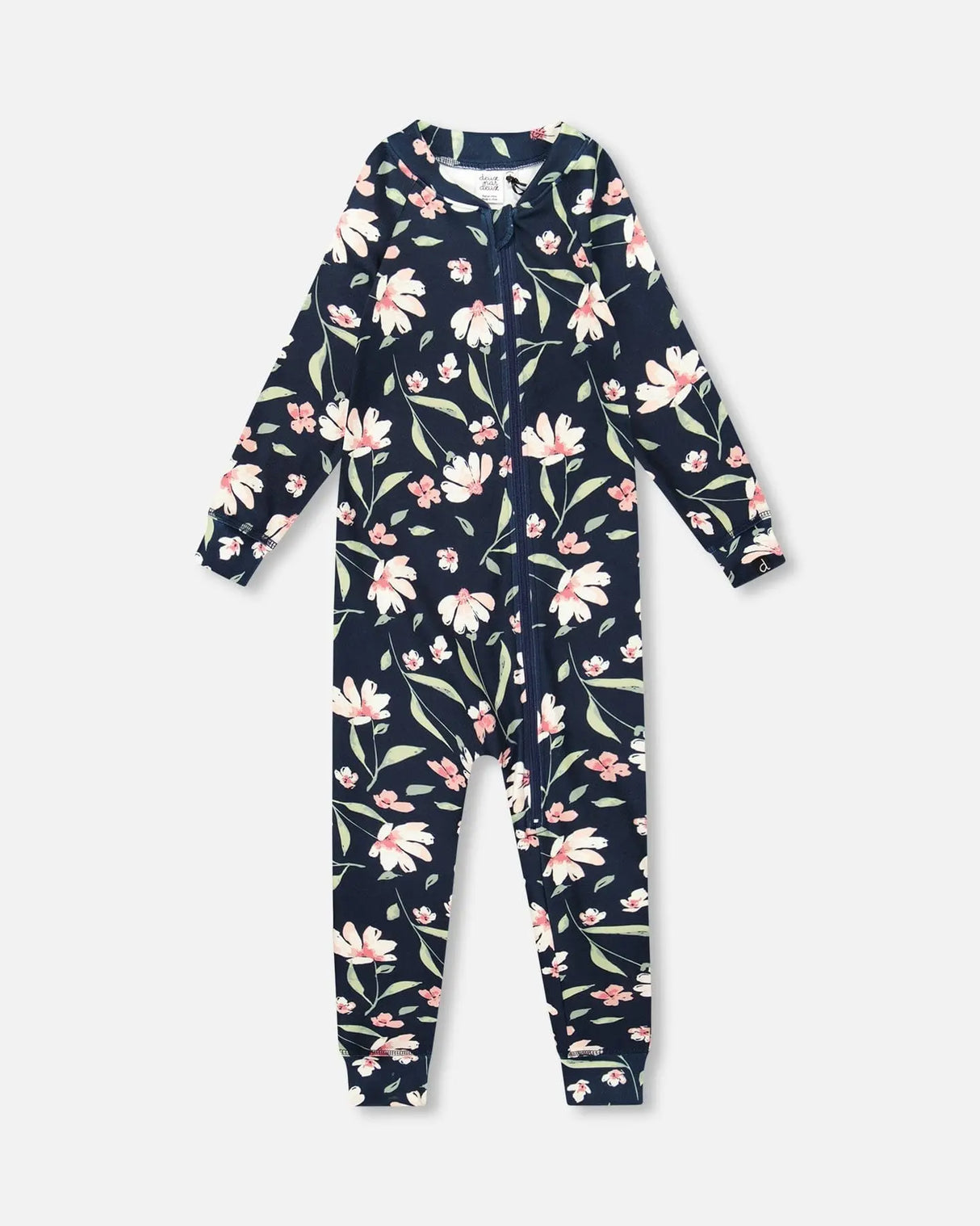 One-Piece Thermal Underwear Navy Flower Print | Deux par Deux | Jenni Kidz