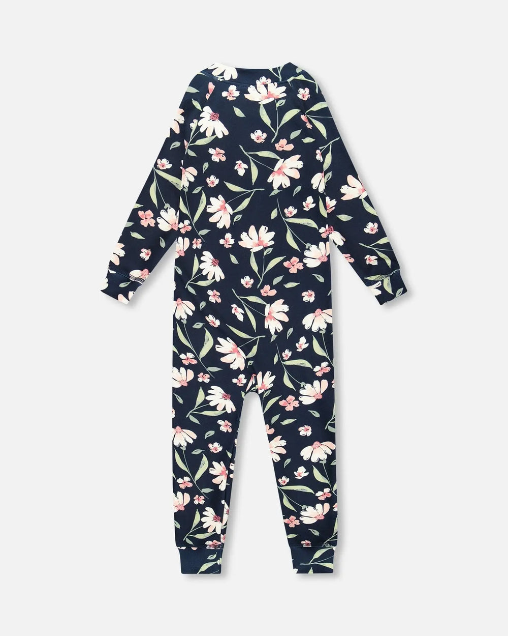One-Piece Thermal Underwear Navy Flower Print | Deux par Deux | Jenni Kidz