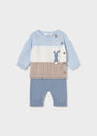 Order Mayoral newborn knit pants and sweatshirt set in blue – front view