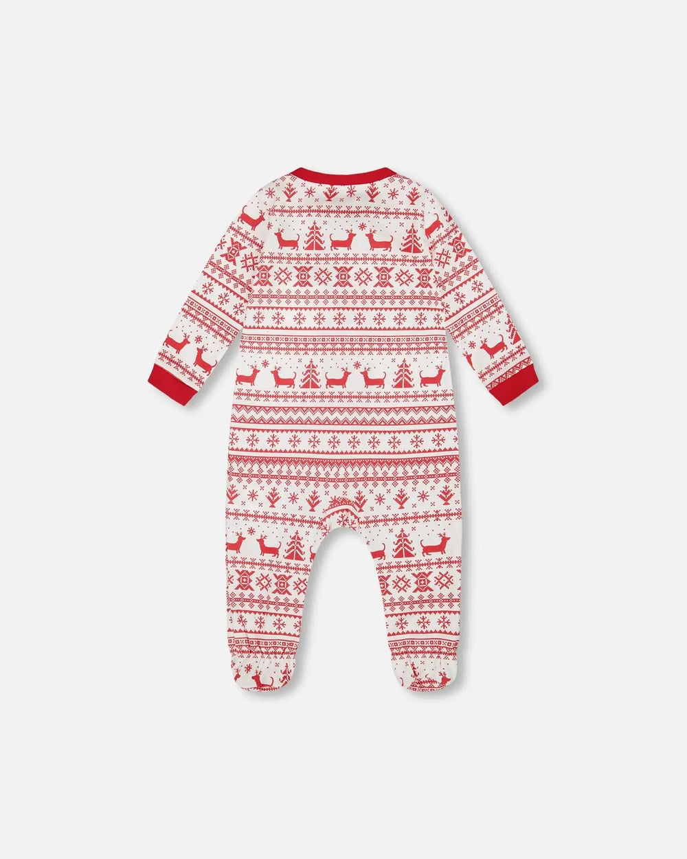 Organic Cotton Baby One-Piece Pajama Red And White Fairisle | Deux par Deux | Jenni Kidz