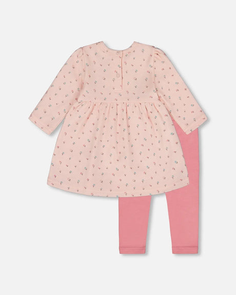 Organic Cotton Dress And Leggings Set Pink Mini Floral | Deux par Deux | Jenni Kidz