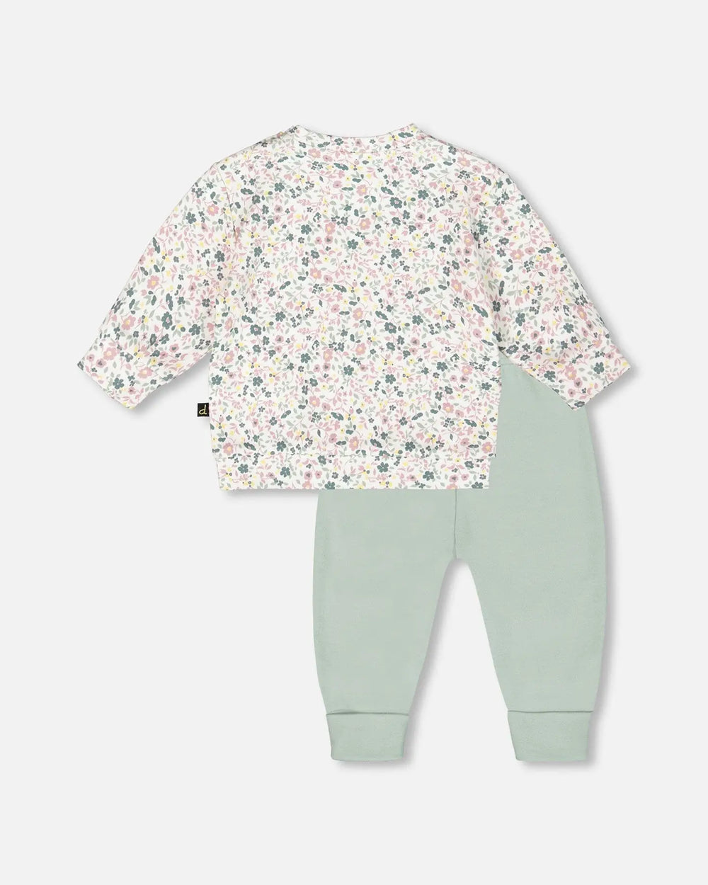 Organic Cotton Evolutive Pant And Long Sleeve Top Set Jade Green | Deux par Deux | Jenni Kidz