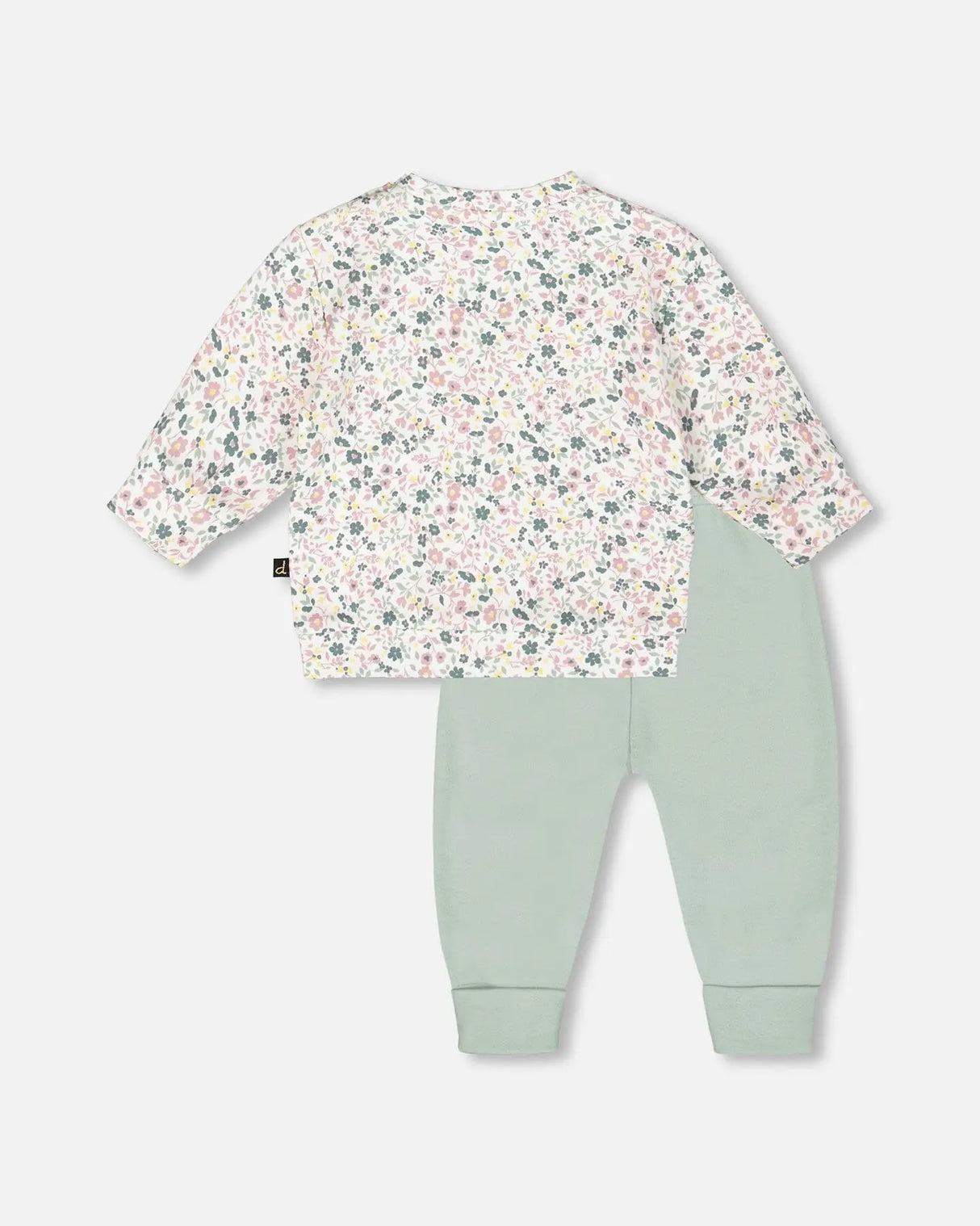 Organic Cotton Evolutive Pant And Long Sleeve Top Set Jade Green | Deux par Deux | Jenni Kidz