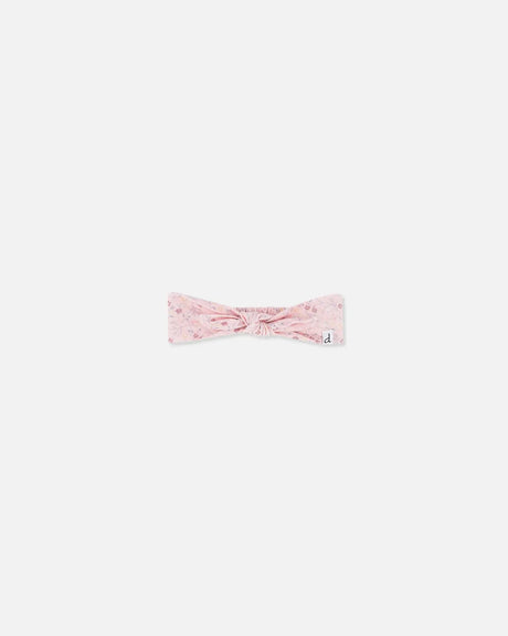 Organic Cotton Headband Printed Pink Small Flower | Deux par Deux | Jenni Kidz