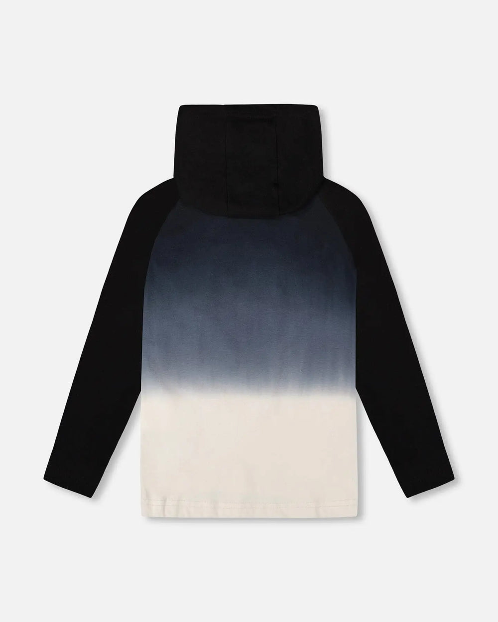 Organic Cotton Jersey Hooded Raglan Sleeve Tee Black | Deux par Deux | Jenni Kidz