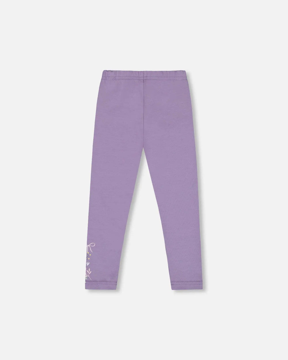 Organic Cotton Jersey Leggings Purple Gray With Floral Detail | Deux par Deux | Jenni Kidz