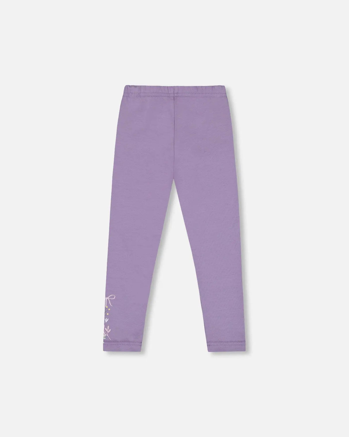 Organic Cotton Jersey Leggings Purple Gray With Floral Detail | Deux par Deux | Jenni Kidz