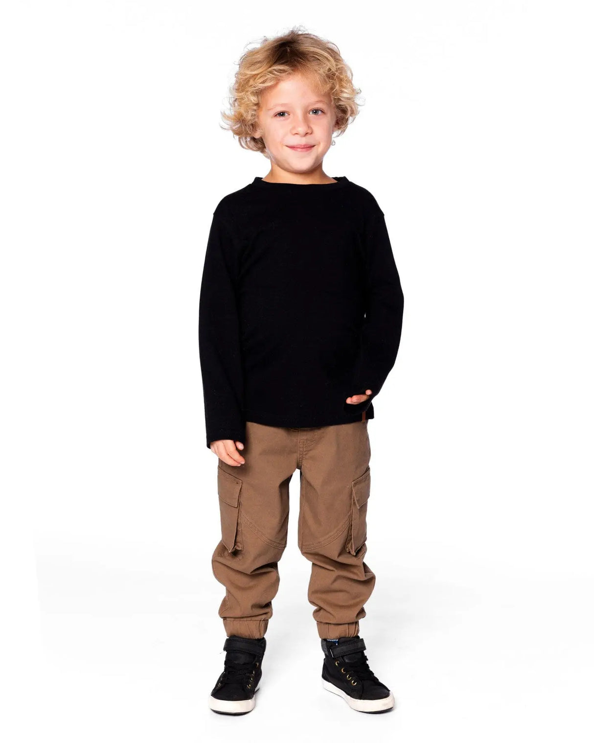 Organic Cotton Jersey Pocket T-Shirt Black | Deux par Deux | Jenni Kidz