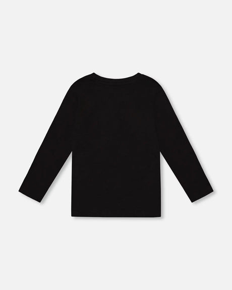 Organic Cotton Jersey Pocket T-Shirt Black | Deux par Deux | Jenni Kidz