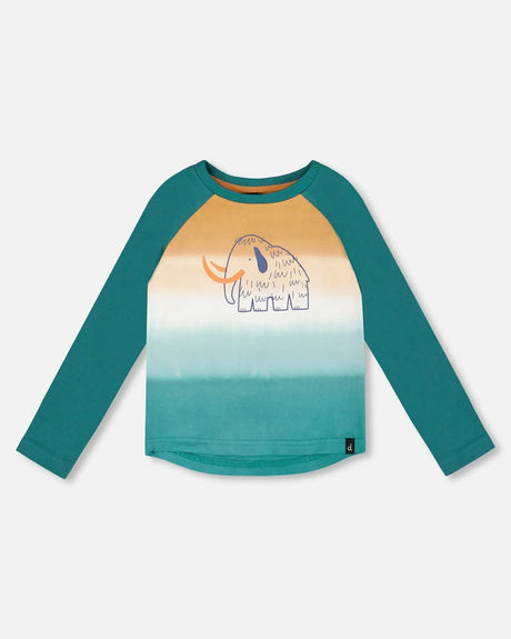 Organic Cotton Jersey Raglan Sleeve T-Shirt Forest Green | Deux par Deux | Jenni Kidz