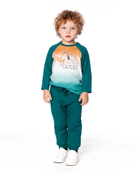 Organic Cotton Jersey Raglan Sleeve T-Shirt Forest Green | Deux par Deux | Jenni Kidz