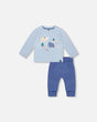 Organic Cotton Jersey Two-Piece Top And Pant Set Blue | Deux par Deux | Jenni Kidz