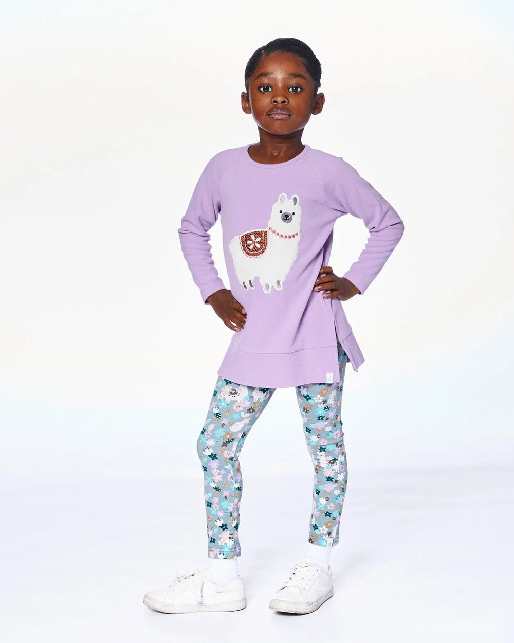 Organic Cotton Leggings Blue Llama Print | Deux par Deux | Jenni Kidz