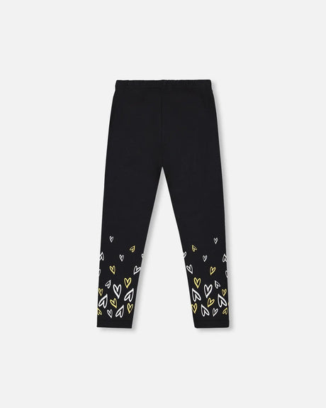 Organic Cotton Leggings Dusty Pink With Hearts Print | Deux par Deux | Jenni Kidz