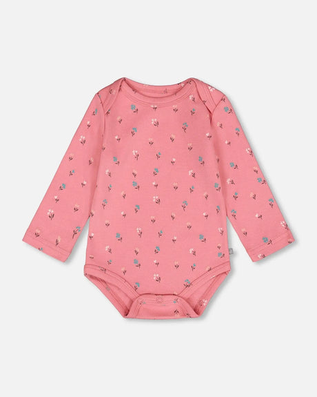 Organic Cotton Long Sleeve Romper Pink Floral | Deux par Deux | Jenni Kidz