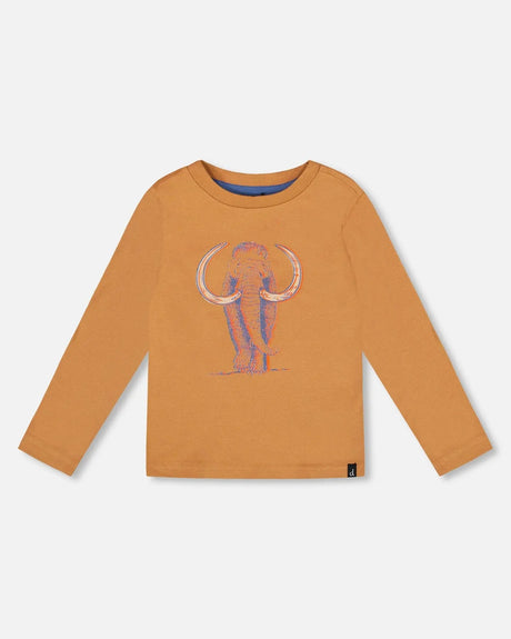 Organic Cotton Long Sleeve T-Shirt Cashew Brown | Deux par Deux | Jenni Kidz