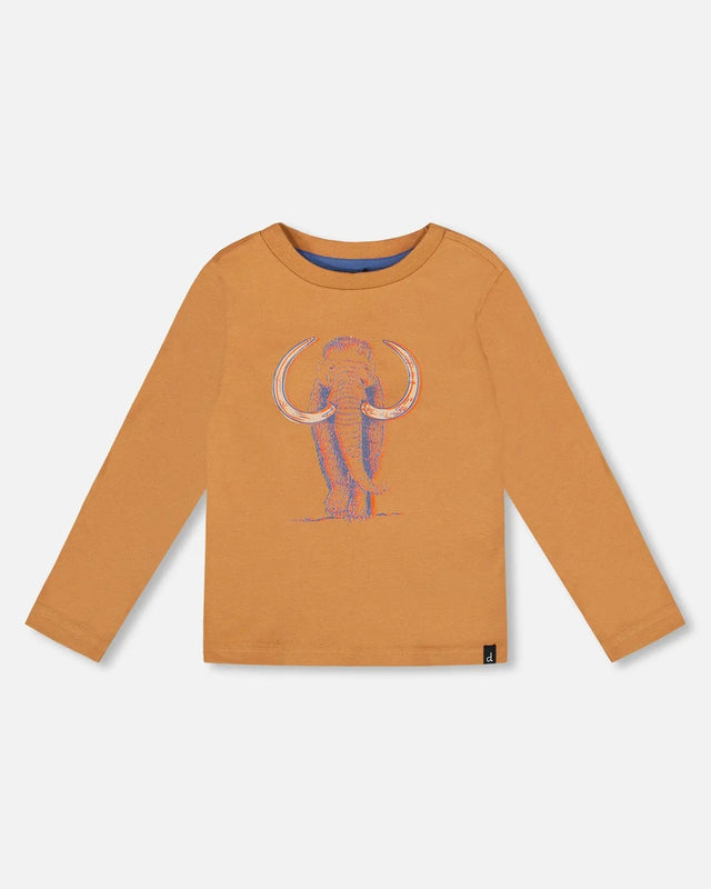 Organic Cotton Long Sleeve T-Shirt Cashew Brown | Deux par Deux | Jenni Kidz