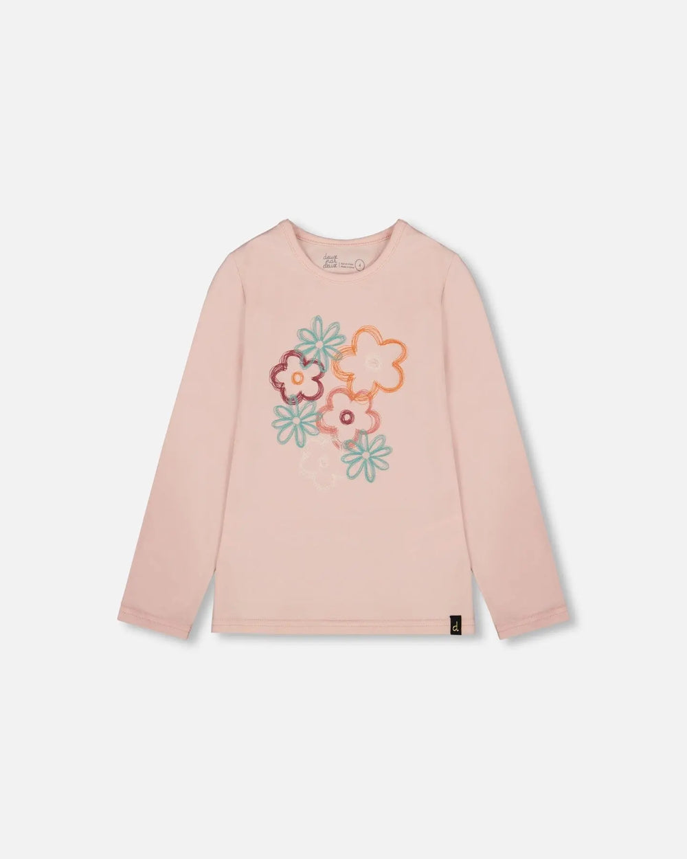 Organic Cotton Long Sleeve T-Shirt Light Pink With Big Flowers | Deux par Deux | Jenni Kidz