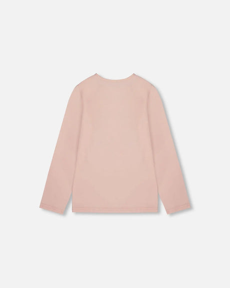 Organic Cotton Long Sleeve T-Shirt Light Pink With Big Flowers | Deux par Deux | Jenni Kidz