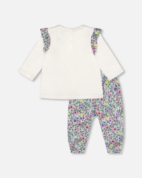 Organic Cotton Off-White Top And Muslin Pants Set | Deux par Deux | Jenni Kidz