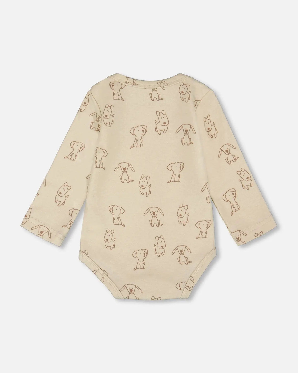 Organic Cotton Onesie Beige Puppy Print | Deux par Deux | Jenni Kidz