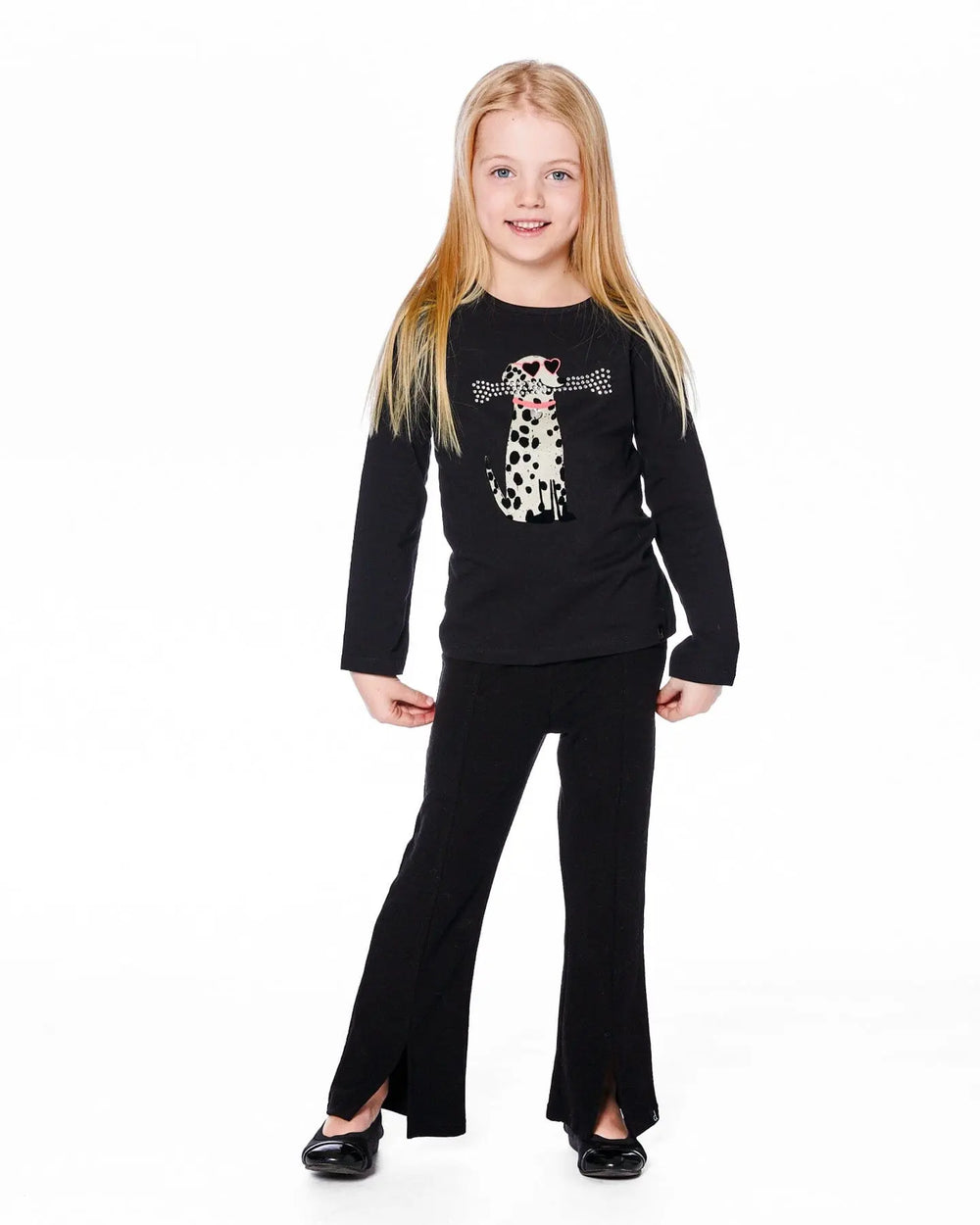 Organic Cotton T-Shirt Black With Dalmatian | Deux par Deux | Jenni Kidz
