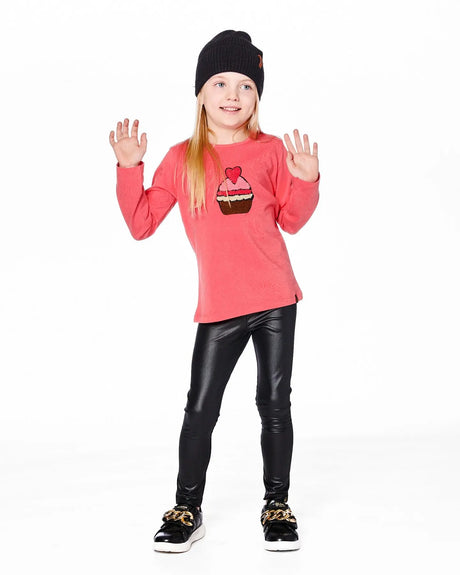 Organic Cotton T-Shirt Coral With Cupcake | Deux par Deux | Jenni Kidz