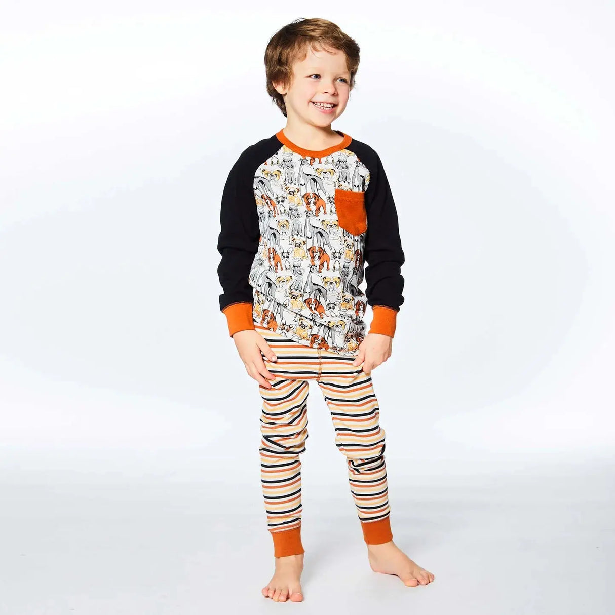 Organic Cotton Two Piece Pajama Set With Dog Print | DEUX PAR DEUX | DEUX PAR DEUX | Jenni Kidz
