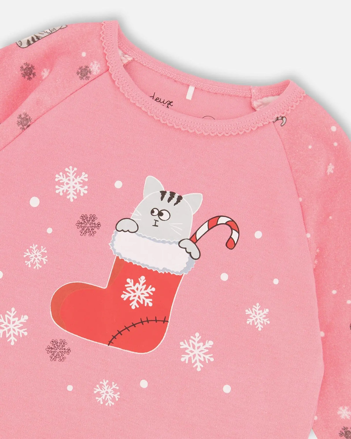 Organic Cotton Two-Piece Pajamas Pink Cat Print | Deux par Deux | Jenni Kidz