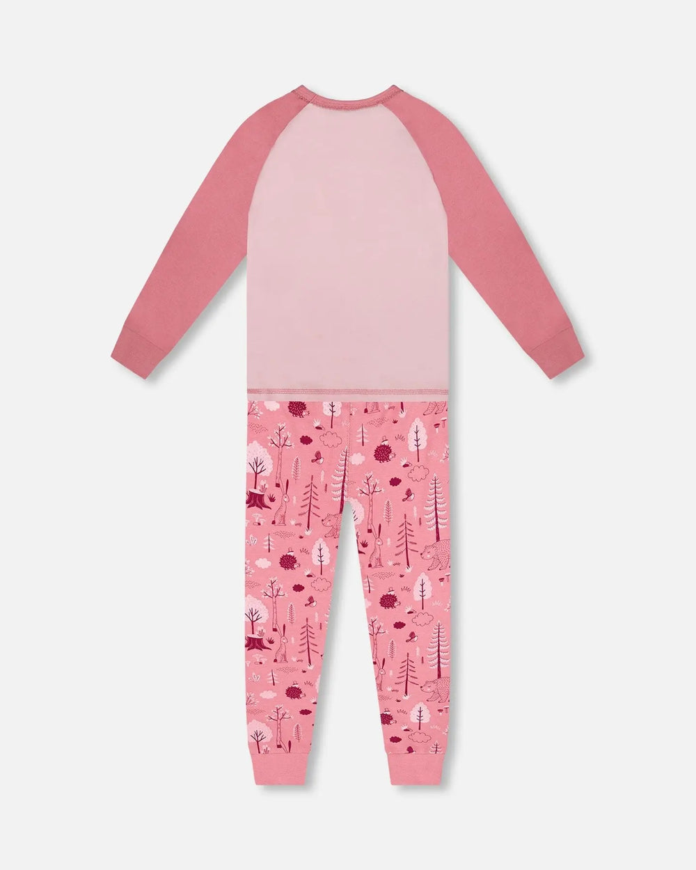 Organic Cotton Two-Piece Pajamas Pink Forest | Deux par Deux | Jenni Kidz