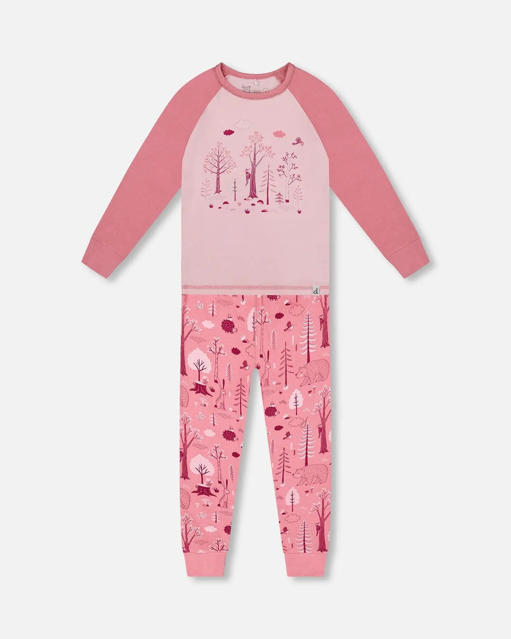 Organic Cotton Two-Piece Pajamas Pink Forest | Deux par Deux | Jenni Kidz