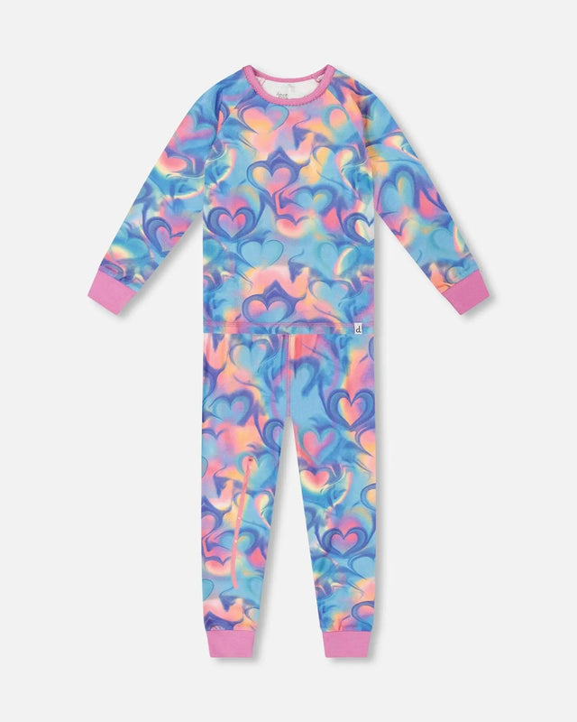 Organic Cotton Two-Piece Pajamas Rainbow Heart Print | Deux par Deux | Jenni Kidz