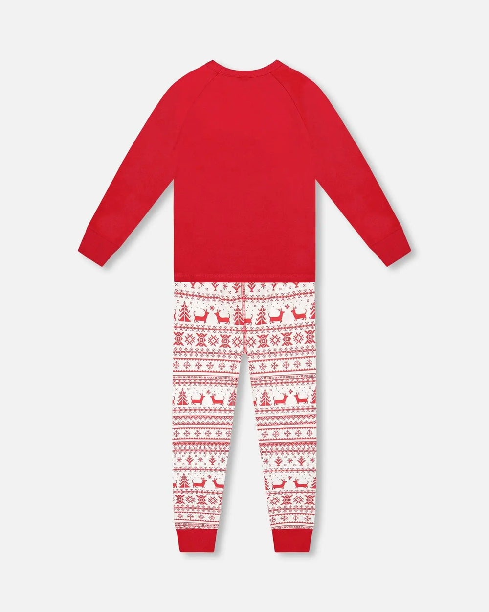 Organic Cotton Two-Piece Pajamas Red And White Fairisle | Deux par Deux | Jenni Kidz