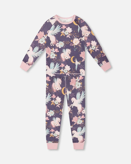 Organic Cotton Two-Piece Pajamas Watercolor Unicorns | Deux par Deux | Jenni Kidz