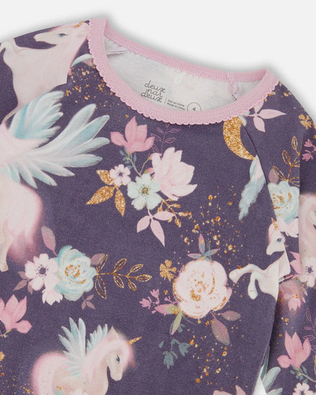 Organic Cotton Two-Piece Pajamas Watercolor Unicorns | Deux par Deux | Jenni Kidz