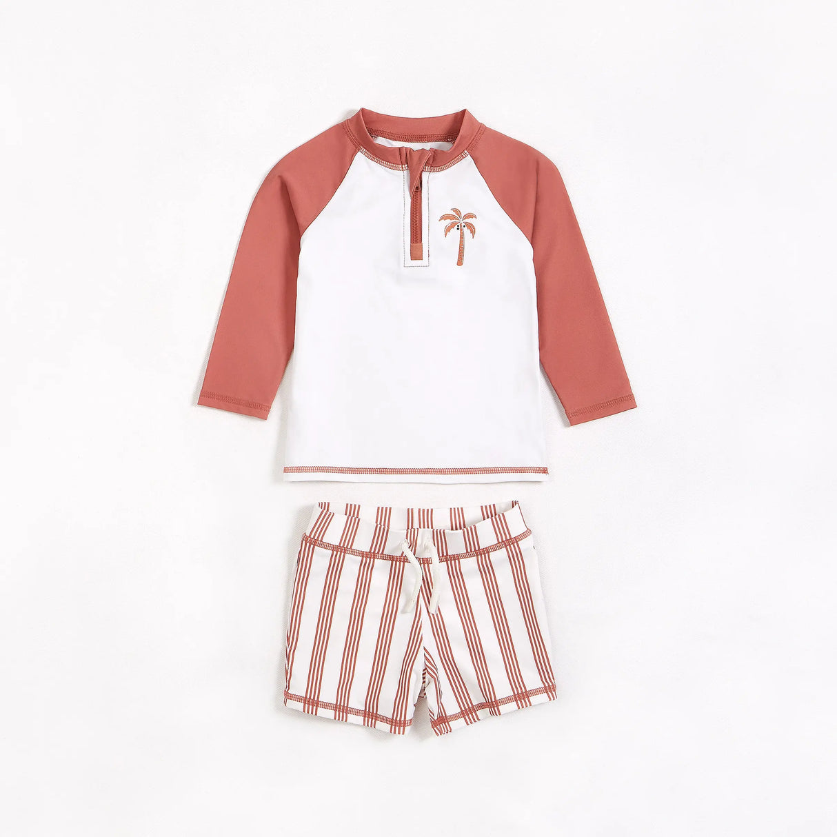 Palm Tree Raglan Rashguard and Striped Swim Shorts Set | Petit Lem | Petit Lem | Jenni Kidz