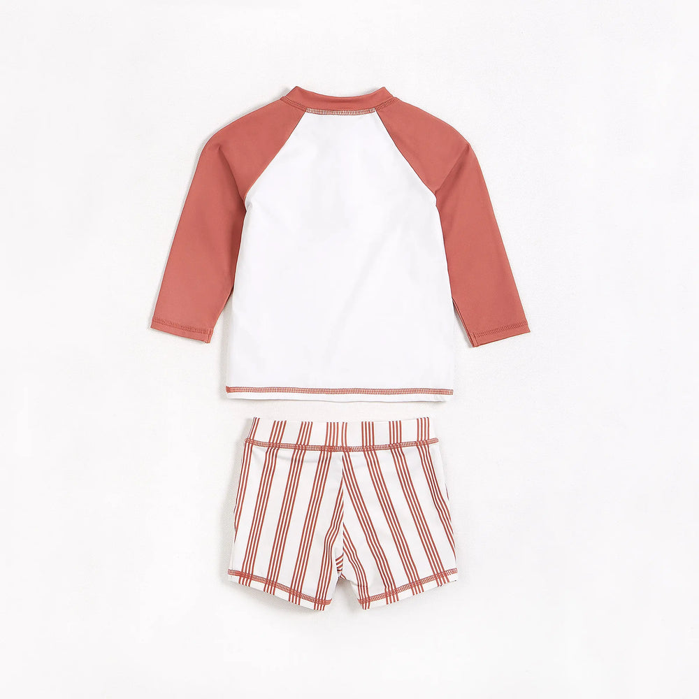 Palm Tree Raglan Rashguard and Striped Swim Shorts Set | Petit Lem | Petit Lem | Jenni Kidz